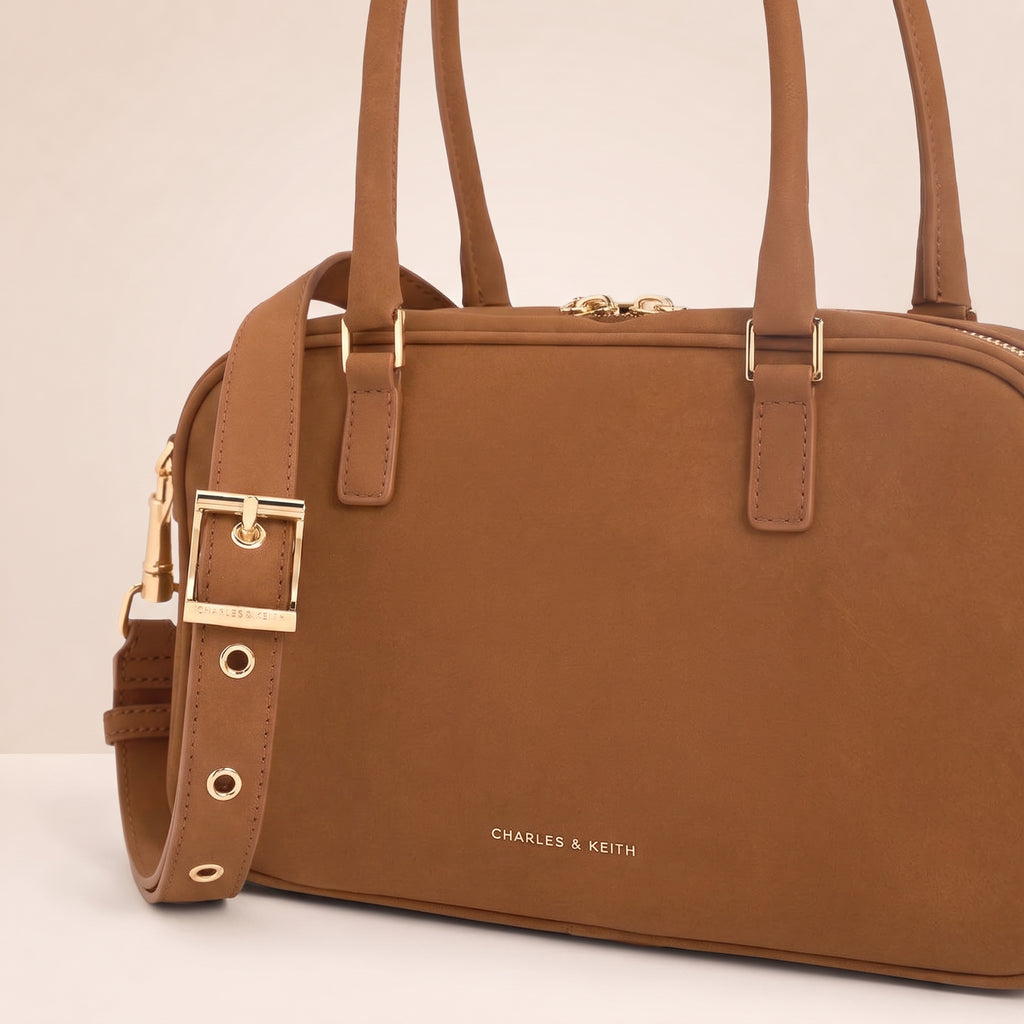 Sianna Textured Bowling Bag - Brown