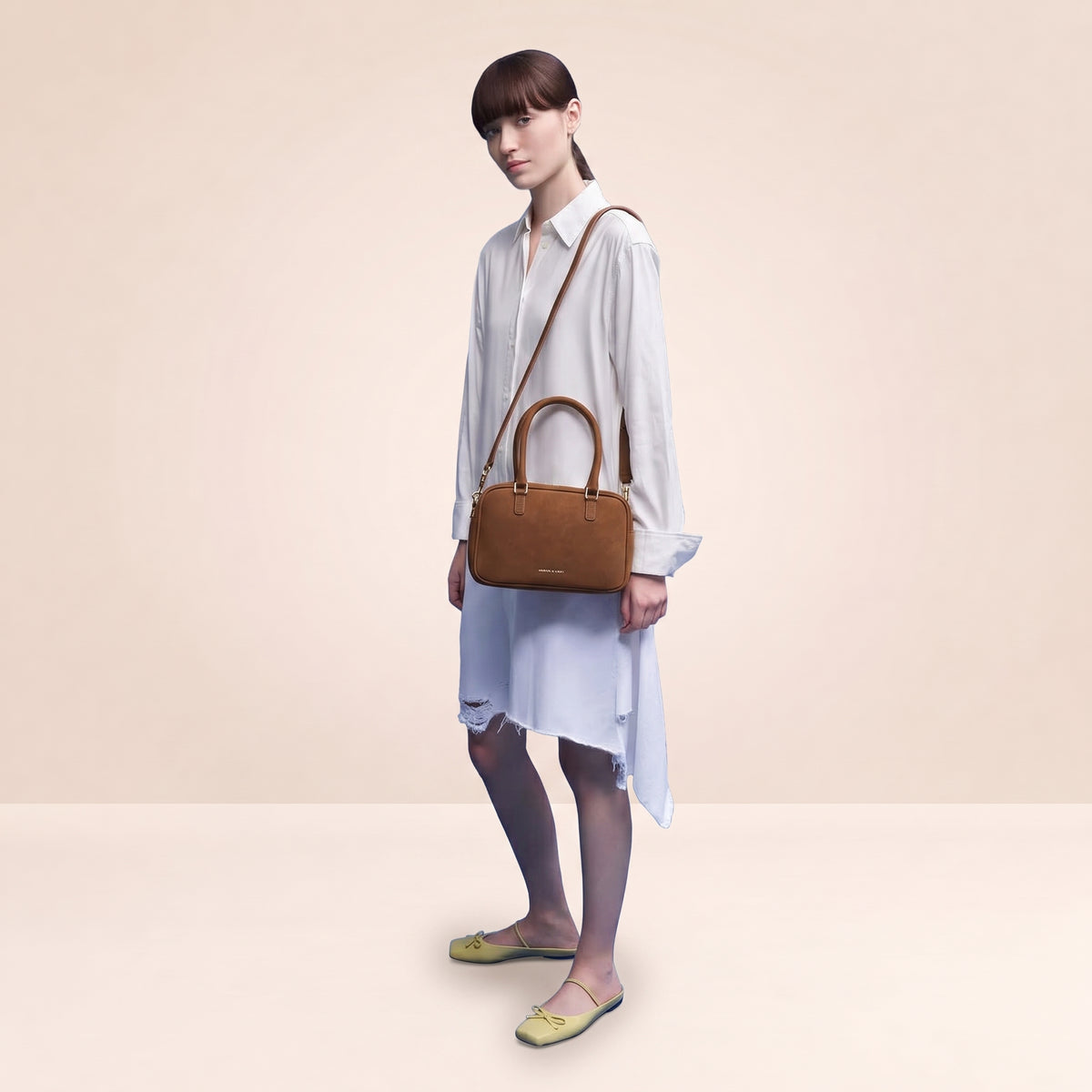 Sianna Textured Bowling Bag - Brown